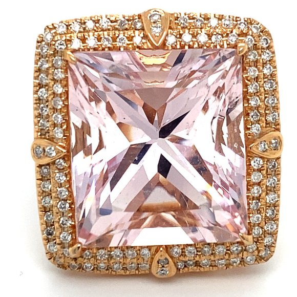 Certified Morganite 46.59ct Diamonds 14K Ring - Picture 7 of 8